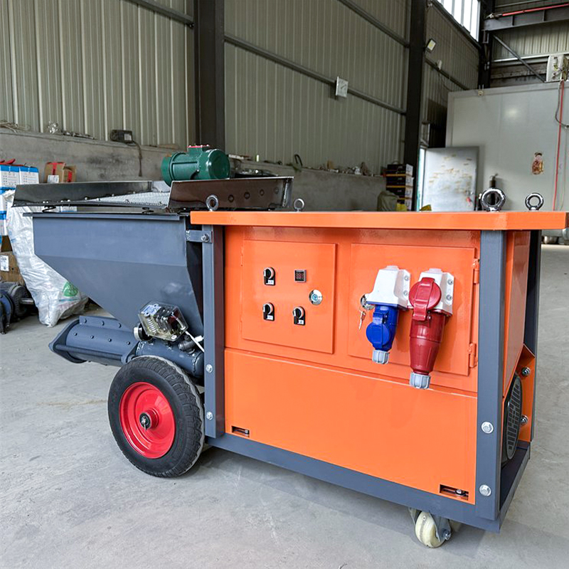 High-capacity mortar spraying machine secured in a container for export shipment