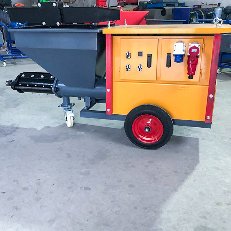 Industrial wall plastering machine loaded into a shipping container for export