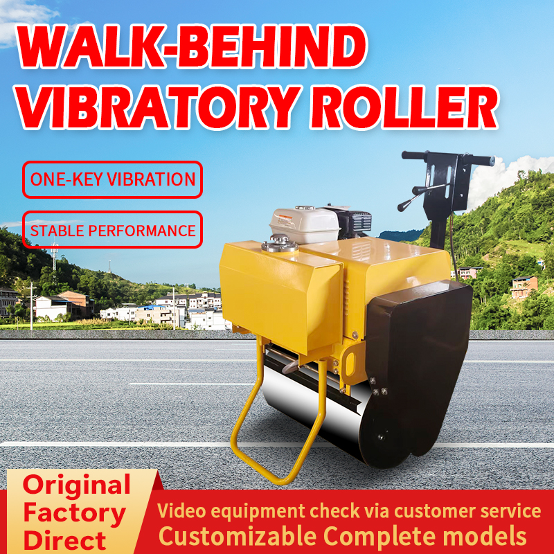 hand held vibratory road roller onsite working