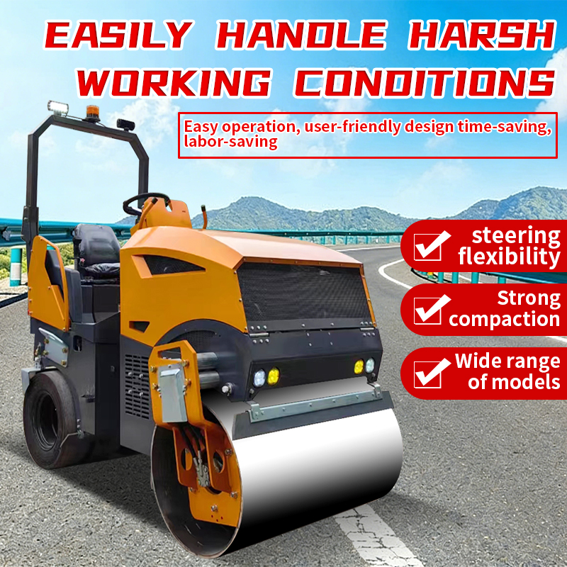 Steel‑rubber wheel vibratory roller for pavement compaction