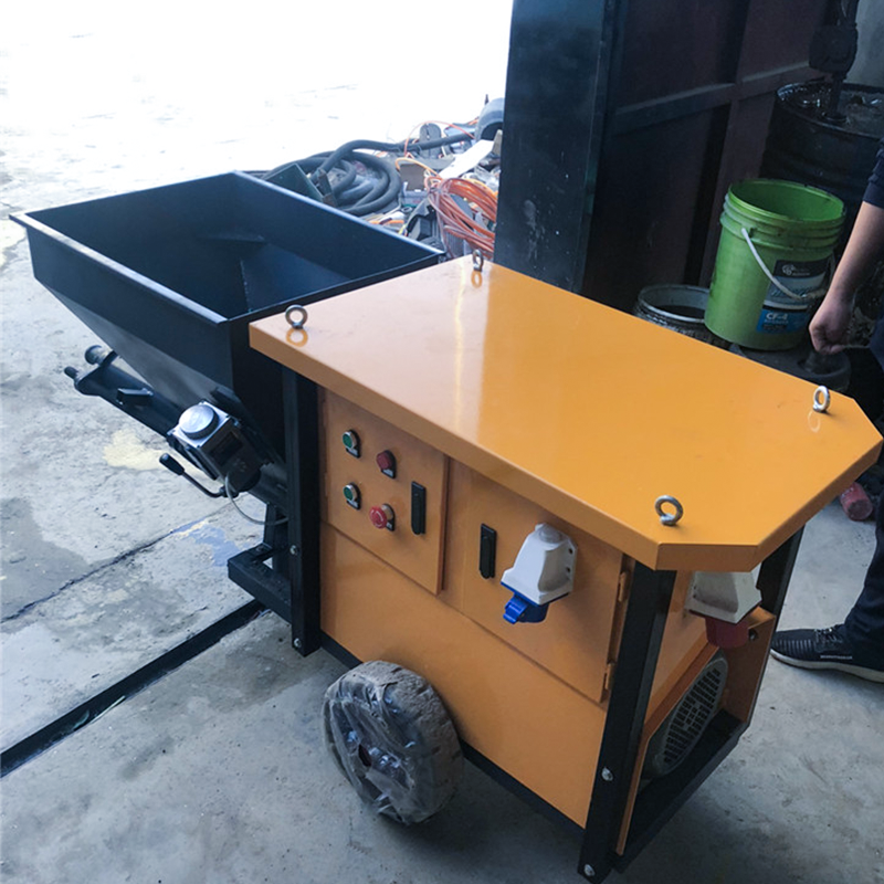 Extra-large stainless steel hopper of an industrial mortar pump for wet mix