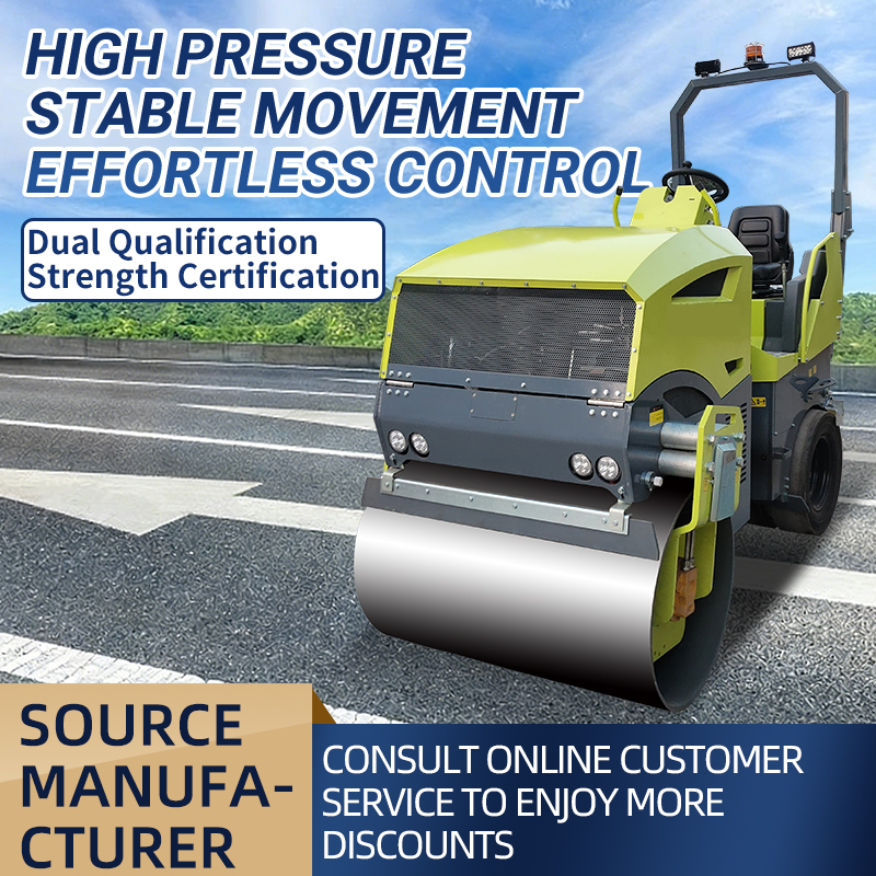 1000mm compaction width ride‑on steel rubber road roller