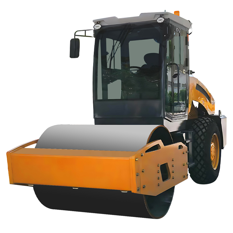 Heavy‑duty soil compactor roller with enclosed cabin