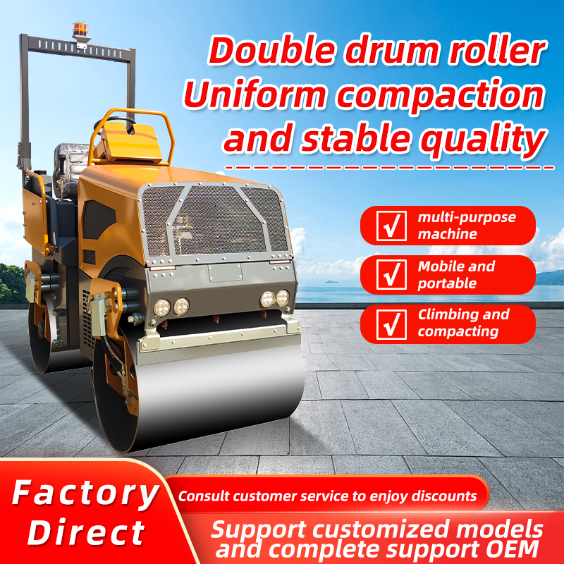 Heavy‑duty double drum road roller for highway construction